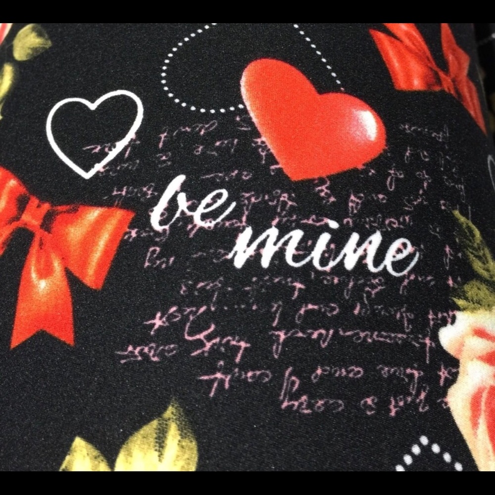 ❤️OS NEW Womens Valentines Day Heart Be Mine Love Leggings, Soft Yoga Pants - Picture 9 of 11